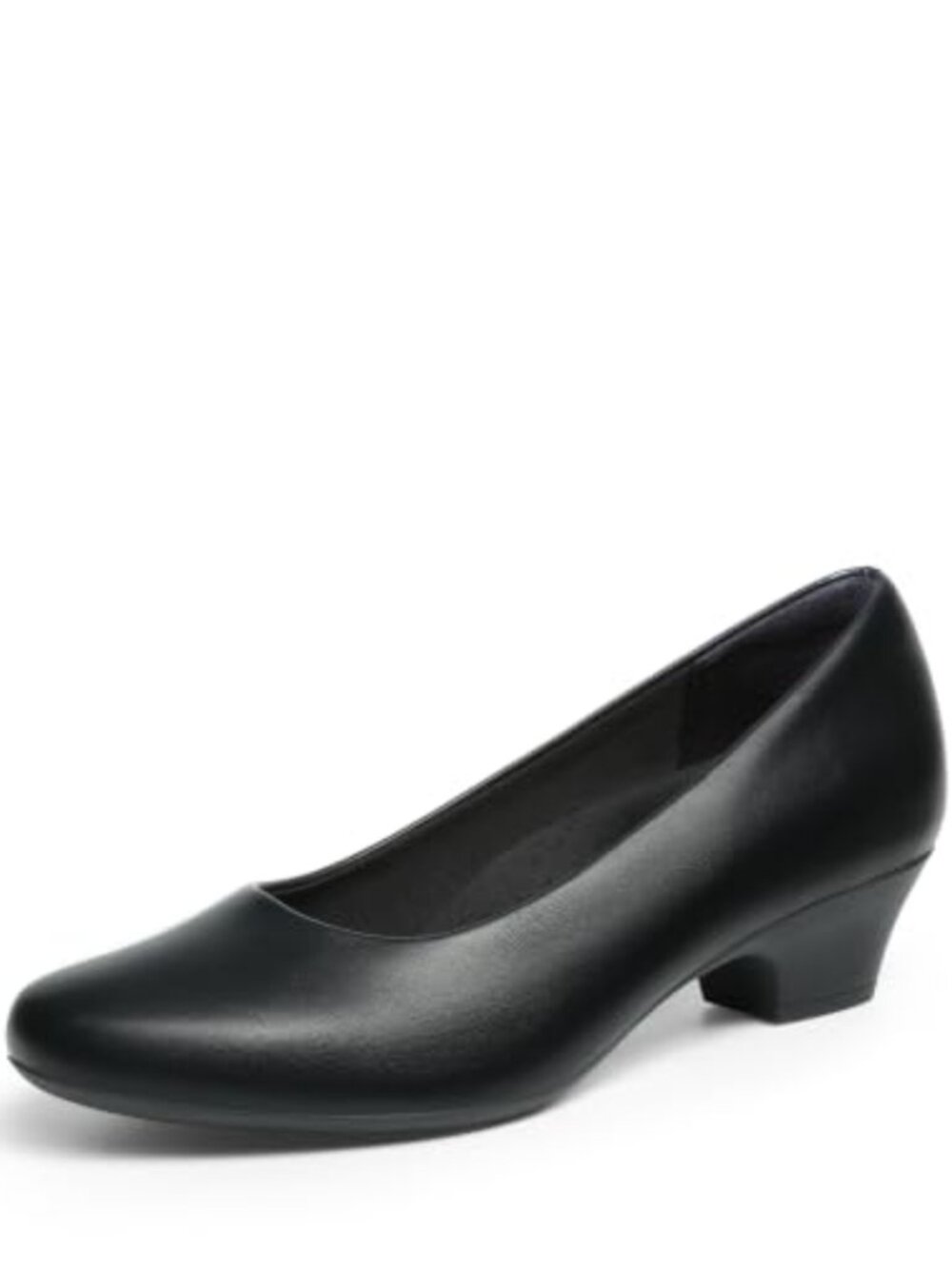 Women's Low Block Heel Pumps Faux Leather Almond Toe Dress Shoes for Work